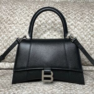 Balenciaga Hourglass Small Top Handle Crossbody Calf Leather Black bag